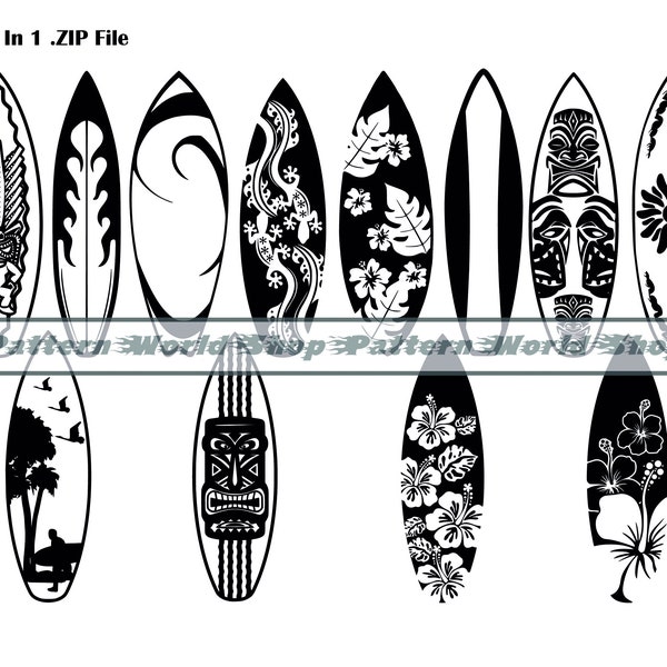 SURFBOARDS SVG, Surfer, Surf board silhouette, Summer, Beach, Surfing, Sport, Svg files for cricut and silhouette, Paper cut template