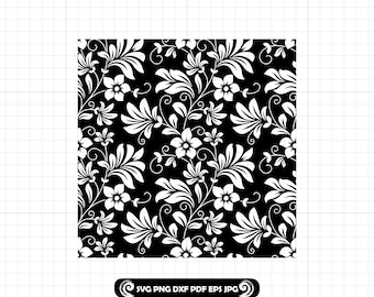 Tooled Leather SVG PNG DXF, Western Floral Scroll Swirl Seamless Pattern, Peekaboo Tumbler Wrap, Cut File Cricut Silhouette