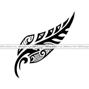 Maori polynésienne fougère argentée SVG, SVG de fougère de Nouvelle-Zélande, des cliparts, des fichiers pour Cricut, couper des fichiers pour la silhouette, Dxf, Png, vecteur, numérique