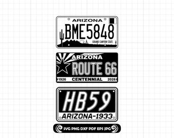 Arizona License Plate SVG PNG DXF Bundle for Cricut and Laser Cutting