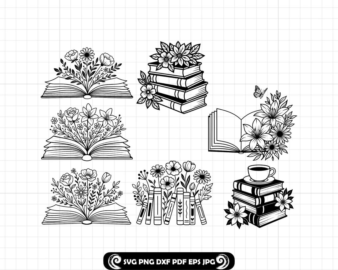 Floral Books SVG, Book Lovers SVG, Reading Quotes Cut File for Cricut ...
