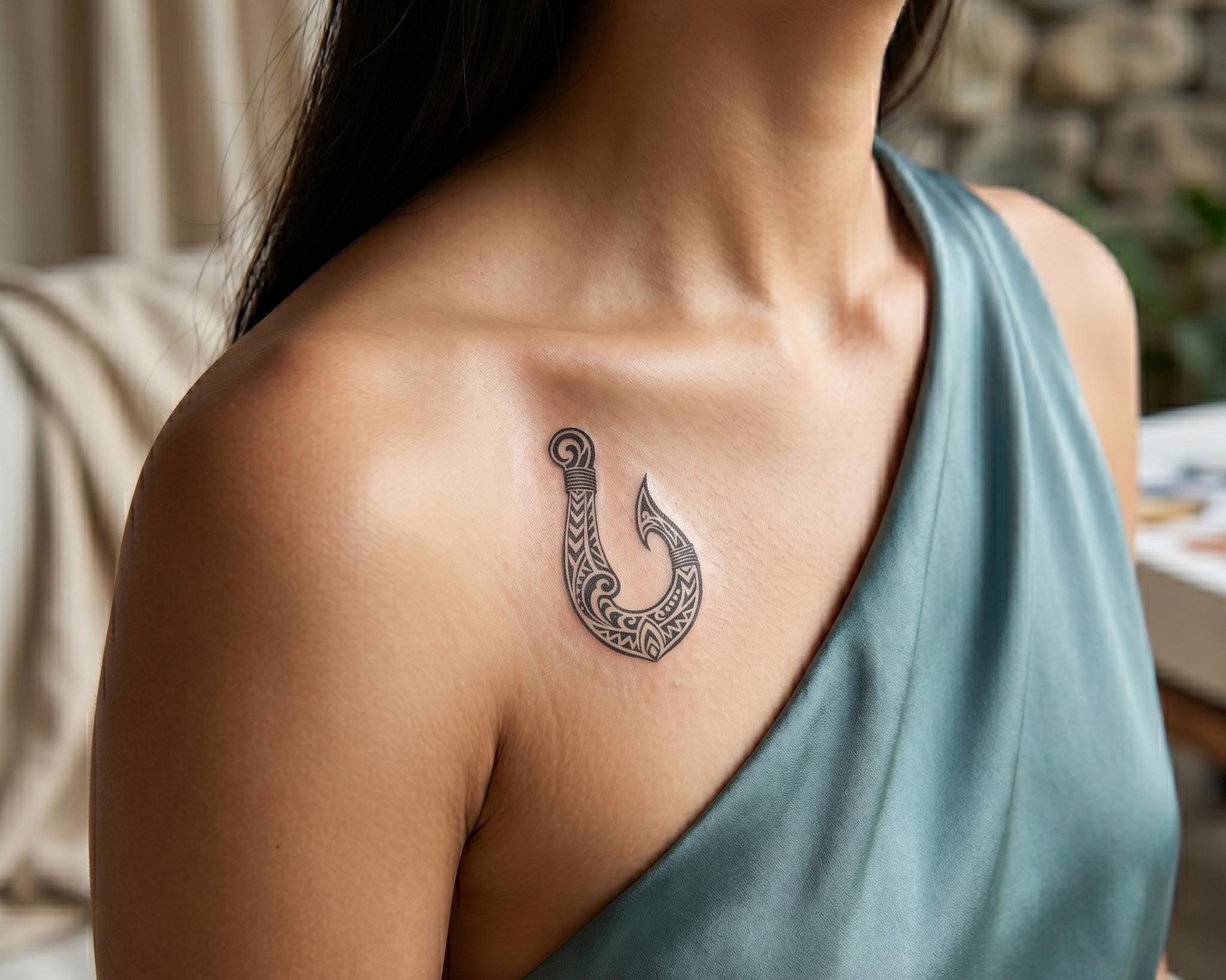 【Maori Fishing Hook】マオリ族　釣り針　トライバル　額装 Maori Fish Hook SVG PNG DXF, Polynesian Tribal Hei Matau Cut File