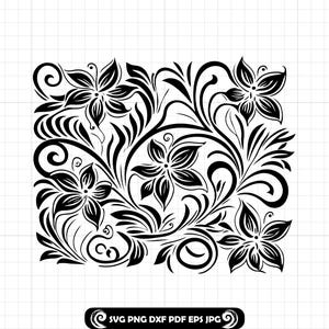 Tooled Leather #191 SVG PNG DXF, Western Floral Scroll Swirl Seamless Pattern, Peekaboo Tumbler Wrap, Cut File Cricut Silhouette