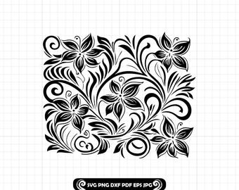 Tooled Leather #191 SVG PNG DXF, Western Floral Scroll Swirl Seamless Pattern, Peekaboo Tumbler Wrap, Cut File Cricut Silhouette