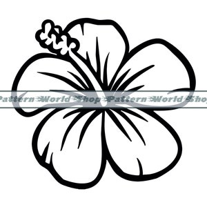 Hibiskus Umriss SVG, Hibiskus SVG, Hawaiianische Blume SVG, Hibiskus Clipart, Dateien für Cricut, Schnittdateien für Silhouette, Dxf, Png, Eps, Vektor
