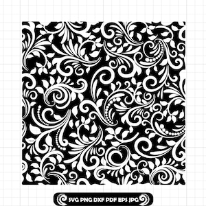 Tooled Leather #123 SVG, Seamless Pattern, Western Floral Scroll Swirl Design for Peekaboo Tumbler, Cut Files, PNG DXF, Cricut Silhouette