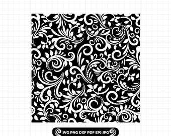 Tooled Leather #123 SVG, Seamless Pattern, Western Floral Scroll Swirl Design for Peekaboo Tumbler, Cut Files, PNG DXF, Cricut Silhouette