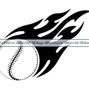 Flaming Baseball SVG, Baseball SVG, Baseball Clipart, Baseball Files For Cricut, Baseball Cut Files For Silhouette, Dxf, Png, Eps, Vector