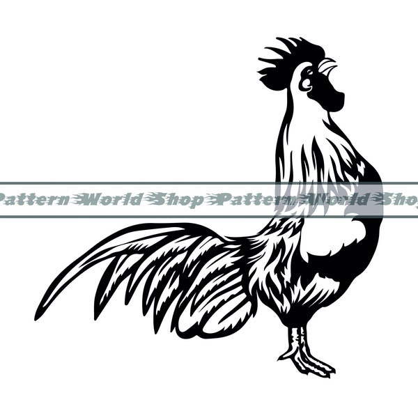 Crowing Rooster SVG, Rooster SVG, Rooster Clipart, Rooster Files For Cricut, Rooster Cut Files For Silhouette, Rooster Dxf, Png, Eps, Vector