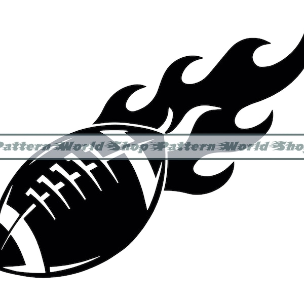 Flaming Football SVG, Football SVG, Football Clipart, Football Files For Cricut, Football Cut Files For Silhouette, Dxf, Png, Eps, Vector