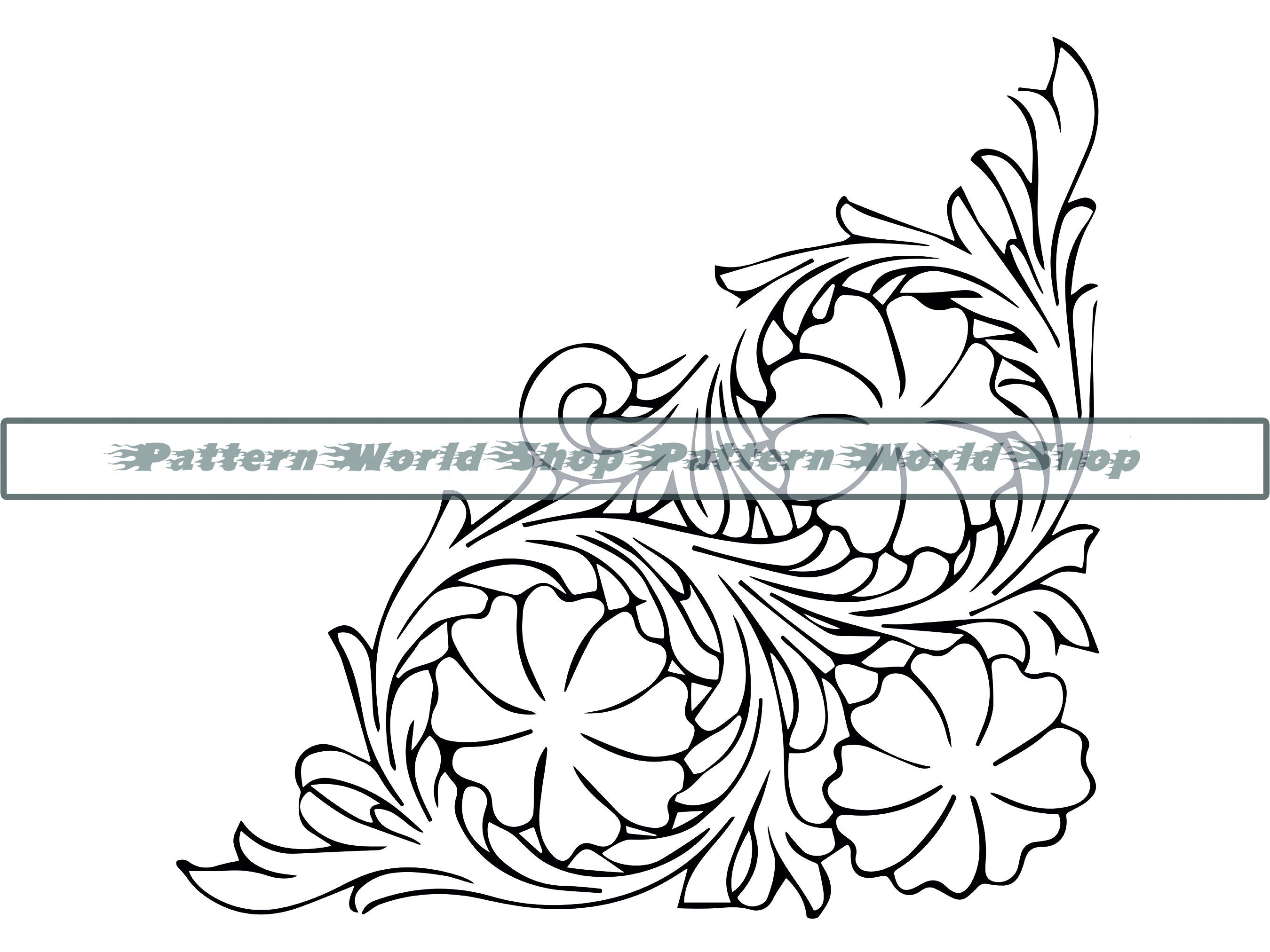 Tooled Leather Pattern Floral SVG, Svg Files, Svg Files for
