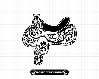 Western Saddle SVG PNG DXF, Cowboy Saddle Cut File