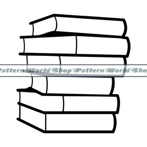 Books Outline SVG, Stack of Books SVG, Books Clipart, Books Files For Cricut, Books Cut Files For Silhouette, Books DXF, Books Png, Vector