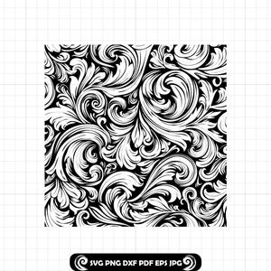 Cuir repoussé #228 SVG PNG DXF, modèle d'outillage en cuir, motif de sculpture florale de fleurs occidentales, enveloppe de verre, coupe fichier Cricut Silhouette