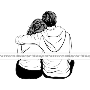 Valentijnsdag paar SVG, paar lijntekeningen SVG, Valentijnsdagcadeau, clipart, bestanden voor de Cricut, gesneden bestanden voor silhouet, dxf, png, vector