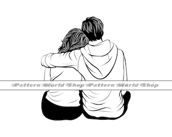 Valentines Couple SVG, Couple Line Art SVG, Valentine's Day gift, Clipart, Files For Cricut, Cut Files For Silhouette, Dxf, Png, Vector