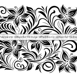 Cuir repoussé #191 SVG, cuir repoussé western, cuir repoussé, motif sans couture, tourbillons, Swoosh, parchemin, floral, verre coucou, SVG, PNG