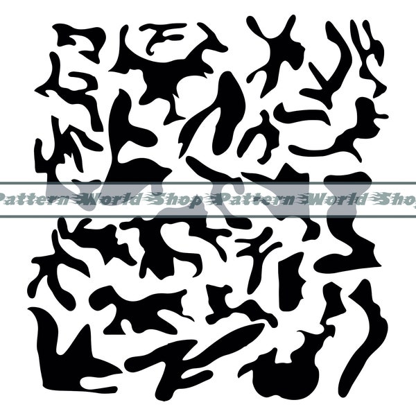 Woodland Camo Pattern SVG, Camo Pattern SVG, Camo Pattern Clipart, Camo Pattern Files For Cricut, Cut Files For Silhouette, Dxf, Png, Vector