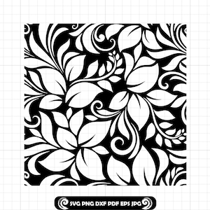 Tooled Leather #102 SVG PNG DXF, Seamless Pattern, Western Floral Scroll Swirl Design for Peekaboo Tumbler, Cut Files, Cricut Silhouette