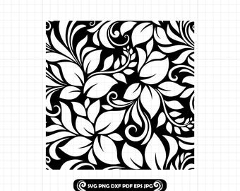 Tooled Leather #102 SVG PNG DXF, Seamless Pattern, Western Floral Scroll Swirl Design for Peekaboo Tumbler, Cut Files, Cricut Silhouette