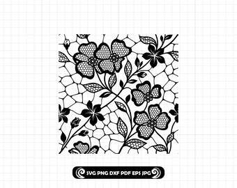 Floral Lace Pattern SVG: Ornate Botanical Design for Cricut and Laser #13