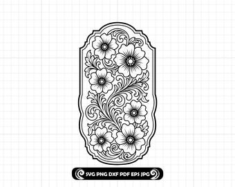 Ornate Floral Frame SVG, PNG, DXF, Laser Cut Cardstock Border