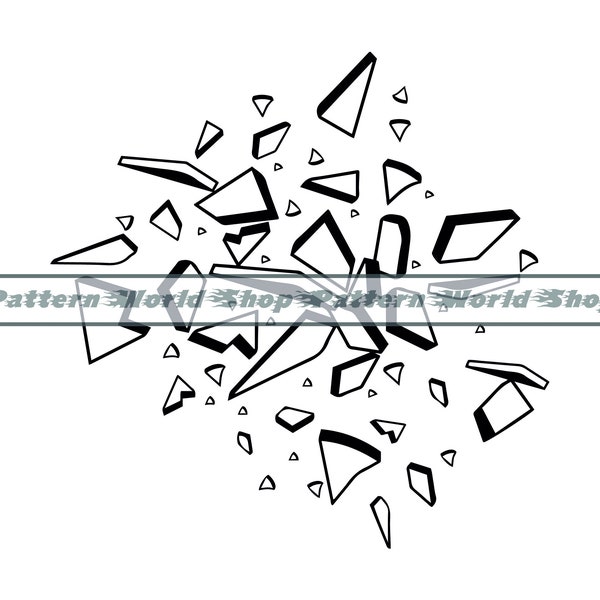 Shattered Glass SVG, Broken Glass Svg, Shattered Glass Clipart, Shattered Glass Files For Cricut, Cut Files For Silhouette, DXF, PNG, Vector