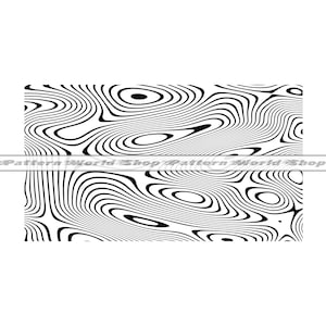 May include: Black and white abstract pattern with swirling lines and circles. The pattern is reminiscent of wood grain or water ripples.