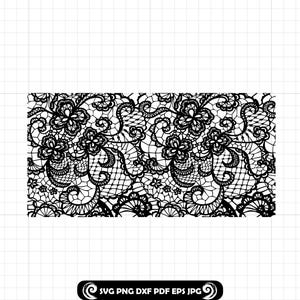 Lace Pattern #2 SVG, Seamless Floral Cut Files for Cricut and Laser, DXF PNG for Peekaboo Tumbler, Mandala Doily Lace Design