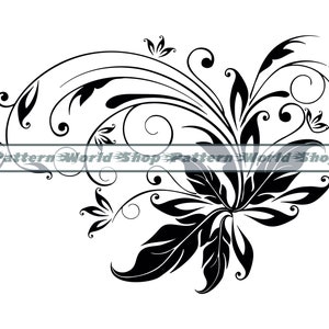 花柄 #12、装飾、つる、飾り、渦巻き、葉、クリップアート、Cricut 用ファイル、シルエット用カット ファイル、SVG、PNG、DXF、Eps、ベクター