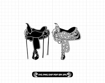 Western Saddle SVG PNG DXF, Cowboy Saddle Cut File