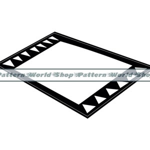 May include: Black and white geometric frame with a triangle pattern around the border. The frame is tilted at an angle.