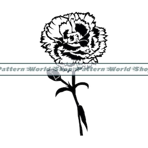 Carnation Flower SVG, January Birth Flower SVG, Carnation Flower Clipart, Files For Cricut, Cut Files For Silhouette, Dxf,Png,Eps,Vector