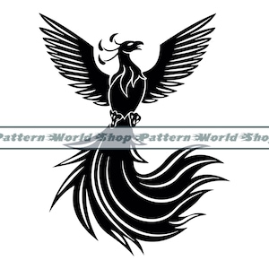 Phoenix #2 SVG, Phoenix Tattoo SVG, Phoenix clipart, Phoenix bestanden voor Cricut, Phoenix gesneden bestanden voor silhouet, Dxf, PNG, Eps, Vector