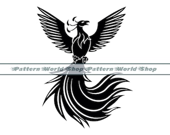 Phoenix #2 SVG, Phoenix Tattoo SVG, Phoenix Clipart, Phoenix Files For Cricut, Phoenix Cut Files For Silhouette, Dxf, PNG, Eps, Vector
