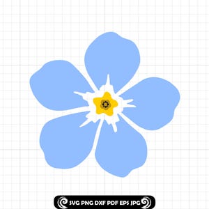 Forget Me Not Flower SVG, Blue Wildflower PNG, Floral DXF Cut File for Cricut, Minimal Botanical Clipart, Remembrance Flower Design