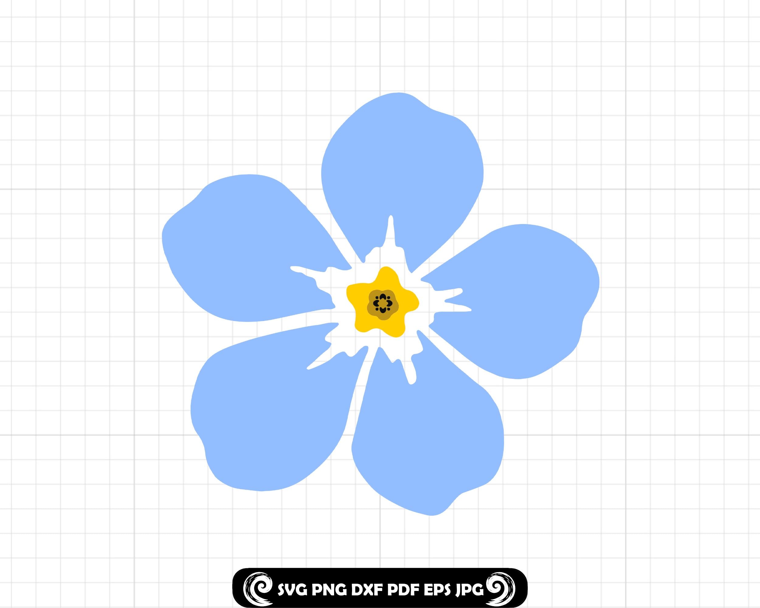 Flor Nomeolvides SVG PNG DXF | Clipart botánico de flor silvestre azul para Cricut y Silhouette | Diseño floral minimal de recuerdo