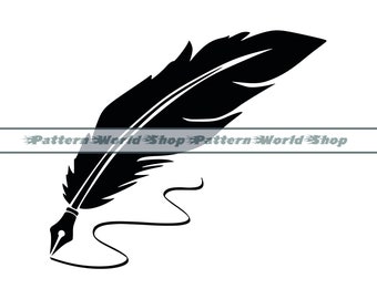 Quill SVG, Quill Pen SVG, Feather Svg, Writing Svg, Quill Clipart, Quill Files for Cricut, Quill Cut Files For Silhouette, Dxf, Png, Eps