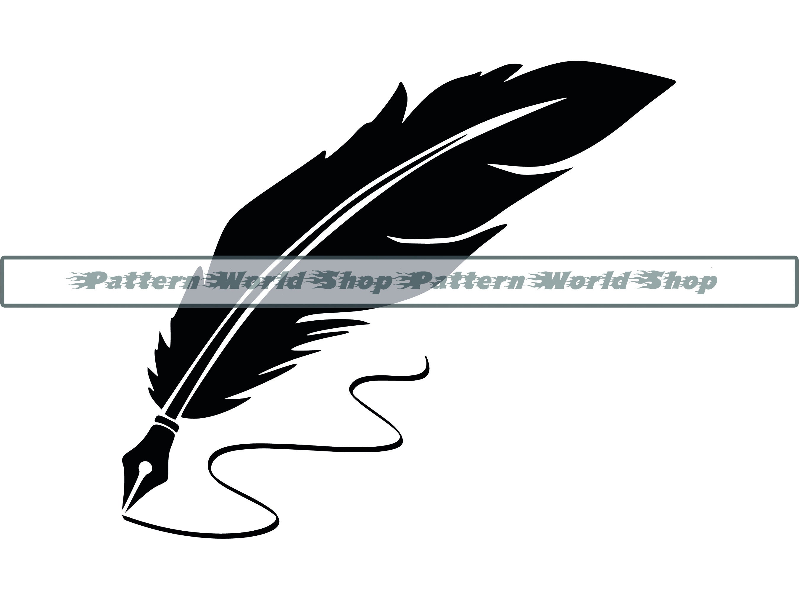 Quill Ink Bottle SVG Writer Clip Art Cut File Silhouette Dxf Eps