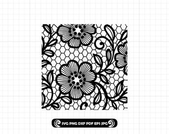 Floral Lace Pattern SVG: Botanical Honeycomb Digital Cut File for Cricut and Laser