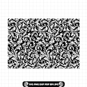 Tooled Leather #168 SVG, Seamless Pattern, Western Floral Scroll Swirl Design for Peekaboo Tumbler, Cut Files, PNG DXF, Cricut Silhouette