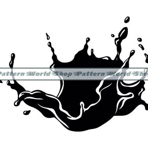 Salpicaduras de agua negra SVG, Salpicaduras de agua negra PNG, Salpicaduras de agua Clipart, Archivos para Cricut, Archivos de corte para Silhouette, Dxf, Eps, VECTOR