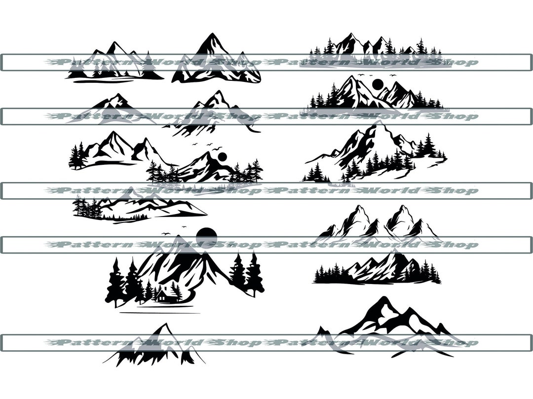 Mountain Bundle SVG, Mountain SVG, Forest and Mountains SVG, Nature Svg ...