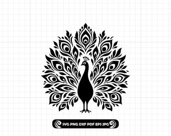 Ornate Peacock SVG Cut File for Cricut, Silhouette and Laser