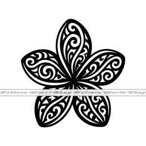 Puede incluir: Ilustración en blanco y negro de una flor estilizada con intrincados remolinos y patrones.