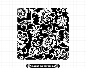 Tooled Leather #20 SVG PNG DXF, Western Floral Scroll Swirl Seamless Pattern, Peekaboo Tumbler Wrap, Cut File Cricut Silhouette