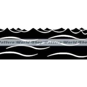 Puede incluir: Silueta en blanco y negro de olas del océano. Las olas son estilizadas y tienen un diseño simple. La imagen es perfecta para usar en una variedad de proyectos creativos.