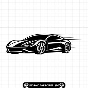 Sports Car SVG PNG Dxf, Luxury Car SVG, Racing Car Silhouette, Fast Car Clipart, Supercar Vector, Racing Car Cut File for Cricut