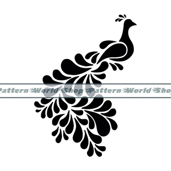 Peacock #2 SVG, Stylized Peacock SVG, Peacock Clipart, Peacock Files For Cricut, Peacock Cut Files For Silhouette, Dxf, Png, Eps, Vector