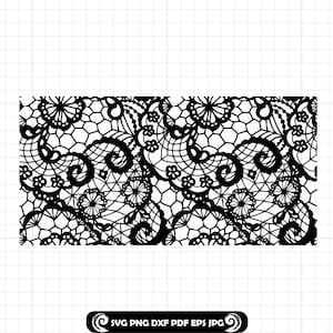 Lace Pattern SVG, Seamless Floral Cut Files for Cricut and Laser, DXF PNG for Peekaboo Tumbler, Mandala Doily Lace Design